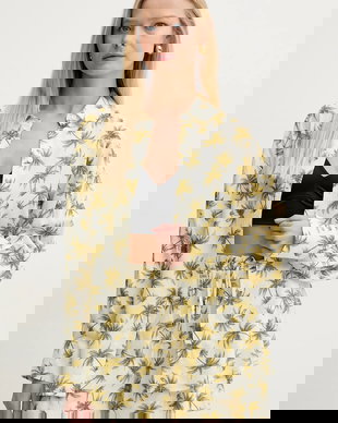 Twinset camasa din amestec de in