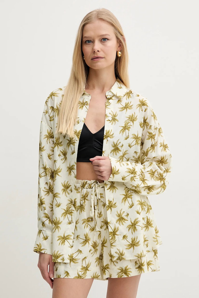 Twinset camasa din amestec de in