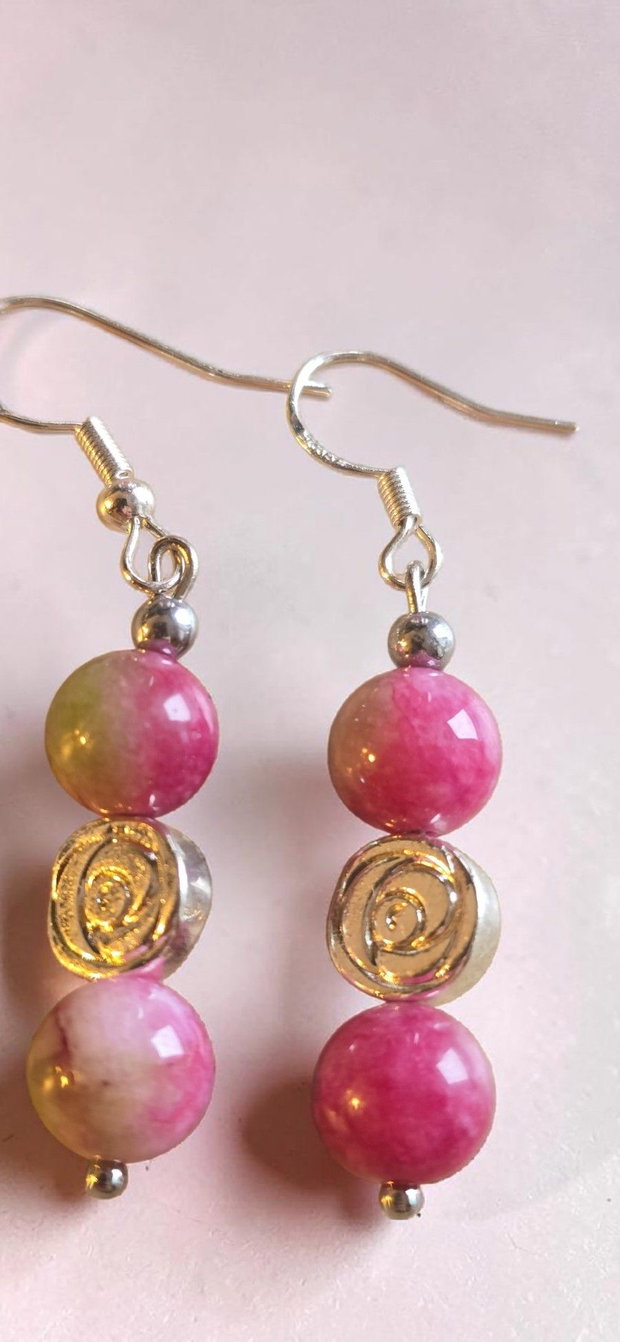 Cercei handmade jad roz natural argint 925 cercei boho eleganți ușori, bijuterii feminine minimaliste