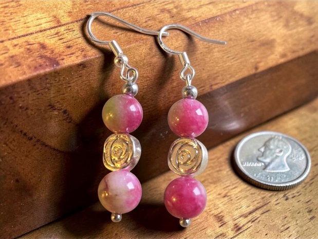 Cercei handmade jad roz natural argint 925 cercei boho eleganți ușori, bijuterii feminine minimaliste