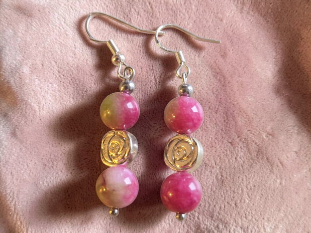 Cercei handmade jad roz natural argint 925 cercei boho eleganți ușori, bijuterii feminine minimaliste