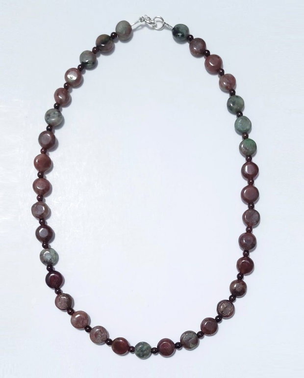 Colier argint 925 cu granat si granat verde