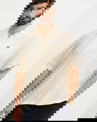 Lacoste cămașă pentru bărbați, din in