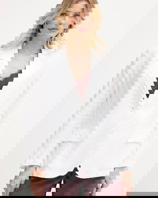 United Colors of Benetton sacou cu un singur rând de nasturi pentru femei, din in