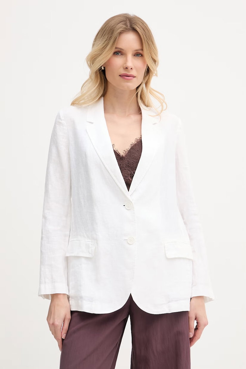 United Colors of Benetton sacou cu un singur rând de nasturi pentru femei, din in