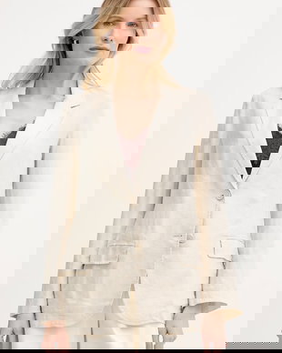 United Colors of Benetton sacou cu un singur rând de nasturi pentru femei, din in