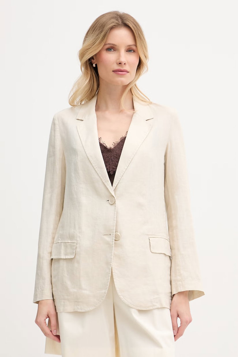 United Colors of Benetton sacou cu un singur rând de nasturi pentru femei, din in