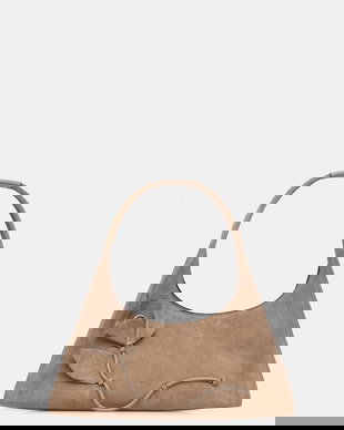 Pollini geantă baguette pentru femei, din piele întoarsă