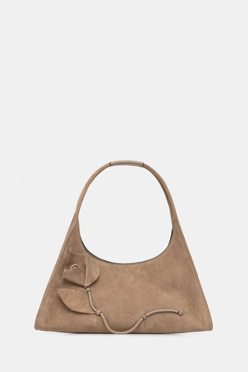 Pollini geantă baguette pentru femei, din piele întoarsă