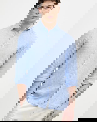 United Colors of Benetton cămașă pentru bărbați, din in