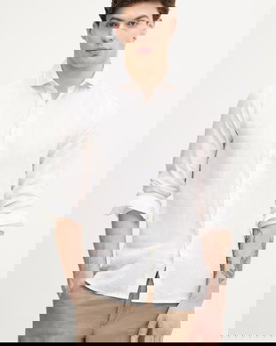 United Colors of Benetton cămașă pentru bărbați, din in