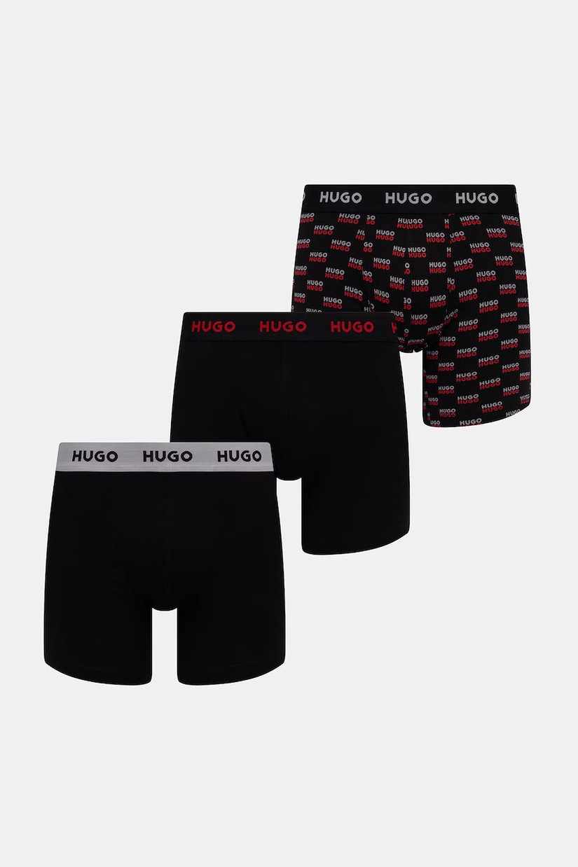 HUGO boxeri bărbătești din bumbac cu elastan BOXERBR TRIPLET DESIGN pachet de 3