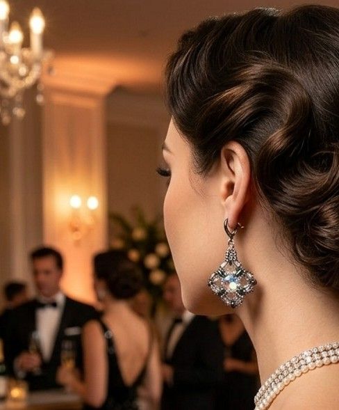 Cercei atarnatori mari, din margele cehesti si japoneze cu irizatii, cu cristale Swarovski translucide