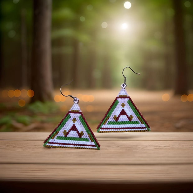 Cercei handmade Triunghi Armonic model geometric din mărgele Miyuki Delica