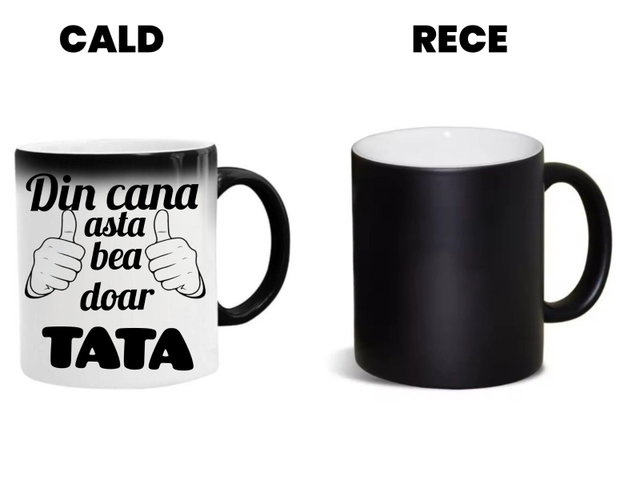 Cană termosensibilă personalizată ,,Din cană asta bea doar tata"