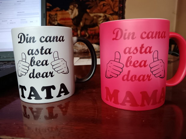 Cană termosensibilă personalizată ,,Din cană asta bea doar mama"