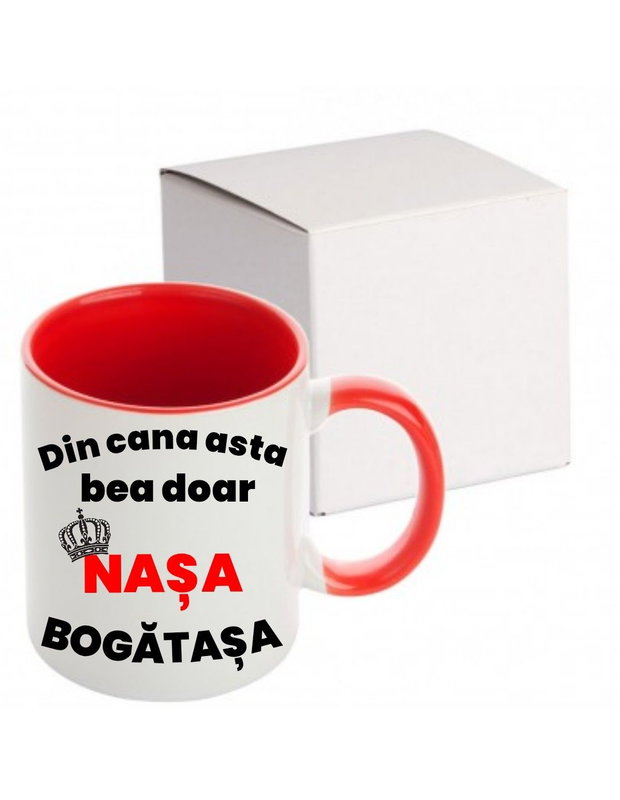 Cană personalizată ,, Nașa bogătașa "