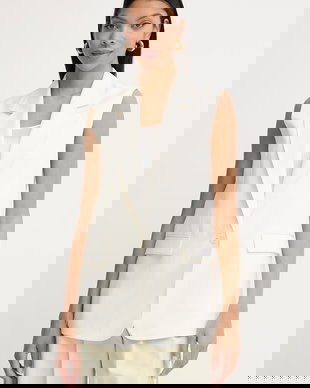 BOSS Orange vestă cu un singur rând de nasturi pentru femei, cu amestec de in C_Jakily