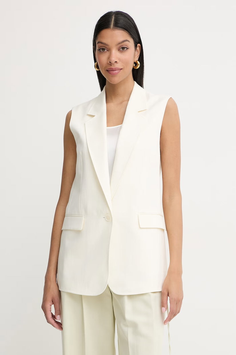 BOSS Orange vestă cu un singur rând de nasturi pentru femei, cu amestec de in C_Jakily