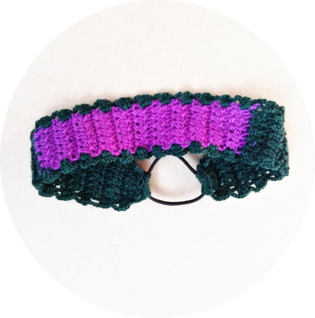 Banda /bandana /bentita de par crosetata dantelata verde mov
