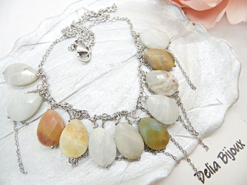 Colier statement din amazonit natural piesă unicat handmade (cod1420)