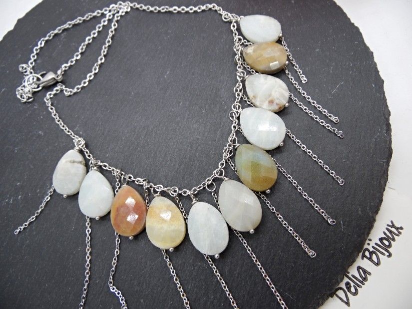 Colier statement din amazonit natural piesă unicat handmade (cod1420)