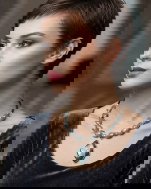 Colier elegant cu labradorit fatetat si pandantiv labradorit (cod1416)