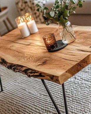 Măsuță cafea din stejar masiv  110x60 cm - blat gros 5 cm - design natural - ATP Wood