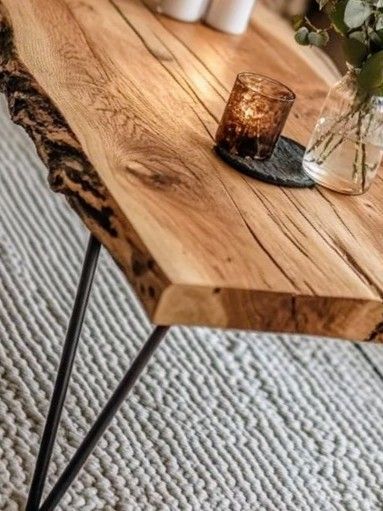 Măsuță cafea din stejar masiv 110x60 cm - blat gros 5 cm - design natural - ATP Wood