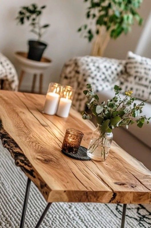 Măsuță cafea din stejar masiv 110x60 cm - blat gros 5 cm - design natural - ATP Wood