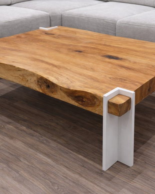Măsuță cafea din lemn masiv - 100x60 cm - blat gros 5 cm | Live Edge | ATP Wood