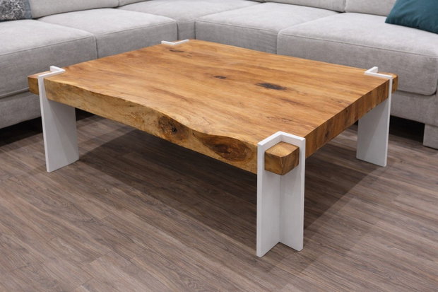 Măsuță cafea din lemn masiv - 100x60 cm - blat gros 5 cm | Live Edge | ATP Wood
