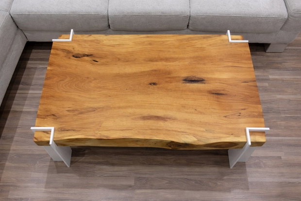 Măsuță cafea din lemn masiv - 100x60 cm - blat gros 5 cm | Live Edge | ATP Wood