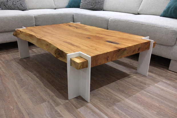 Măsuță cafea din lemn masiv - 100x60 cm - blat gros 5 cm | Live Edge | ATP Wood