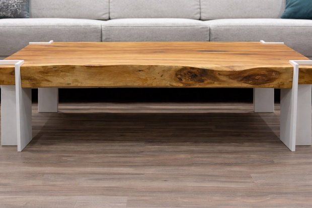 Măsuță cafea din lemn masiv - 100x60 cm - blat gros 5 cm | Live Edge | ATP Wood