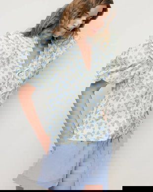 BIZUU bluză cu volane pentru femei, din bumbac ALIANNA