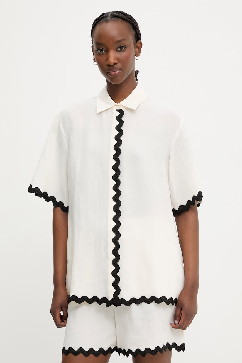 HUGO cămașă pentru femei, cu amestec de in Camule-1