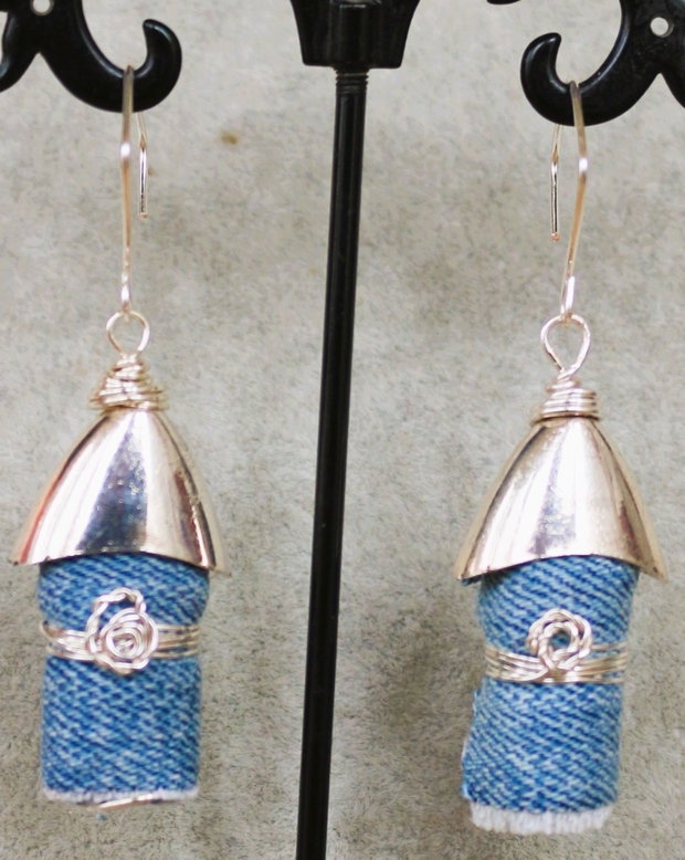 Cercei handmade din denim