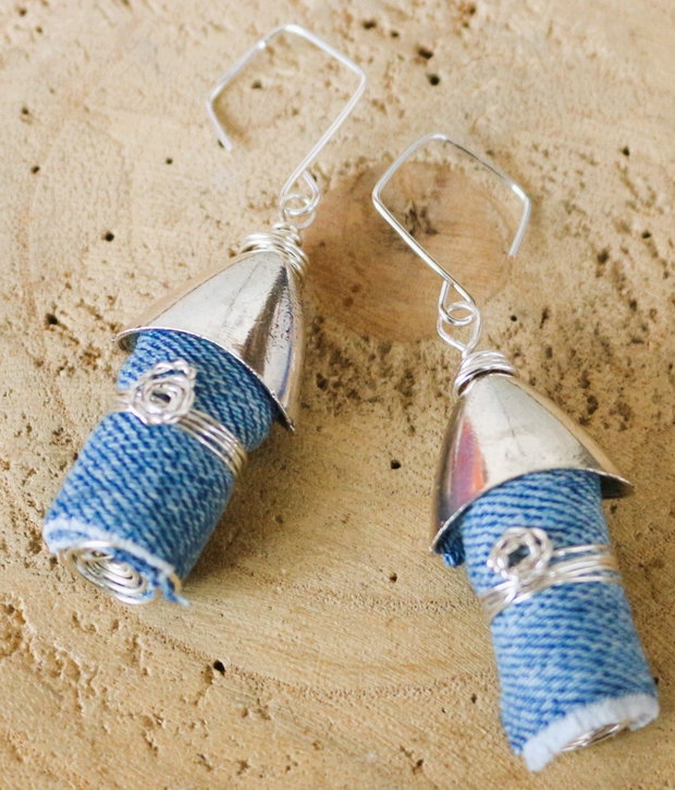 Cercei handmade din denim