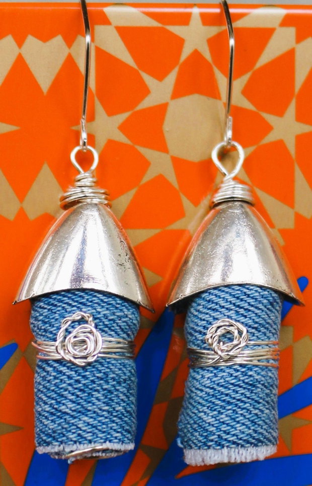 Cercei handmade din denim