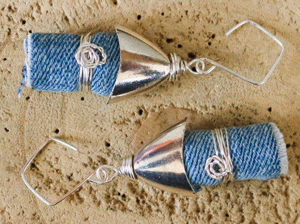 Cercei handmade din denim