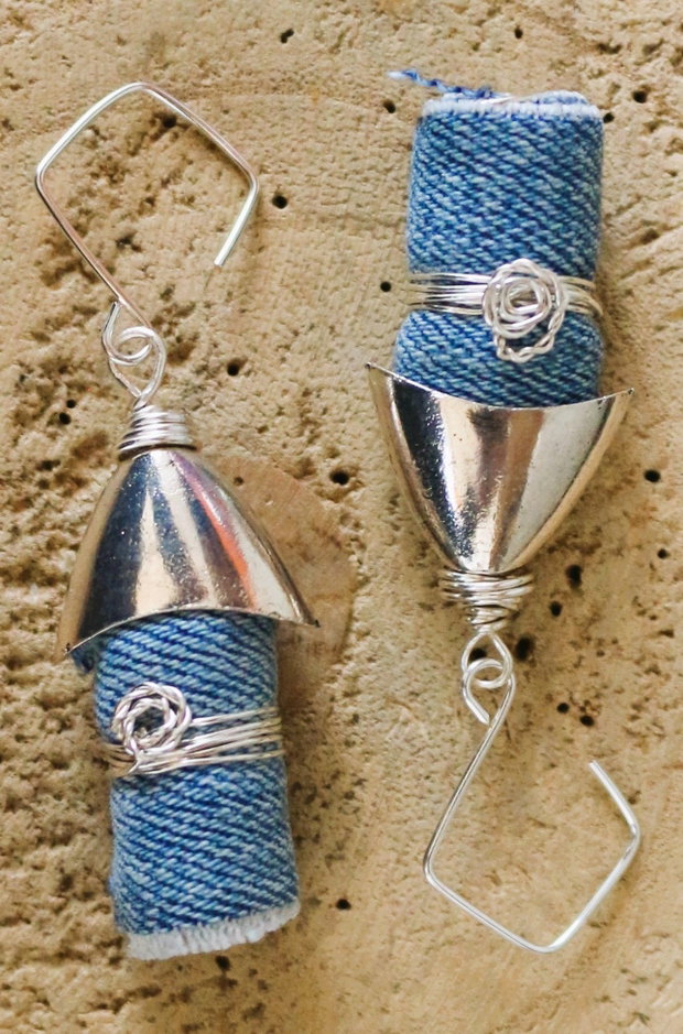 Cercei handmade din denim