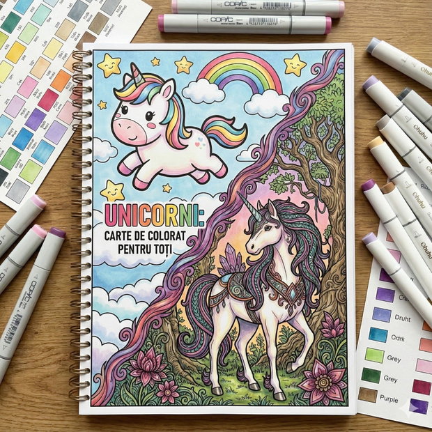 Unicorni: Carte de colorat pentru toți