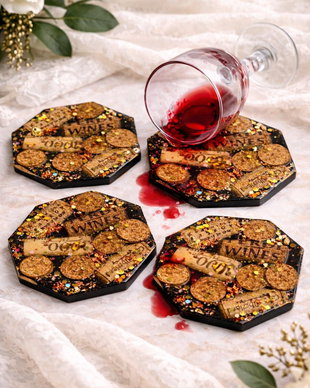 Set suport de pahare cu dopuri de vin 02026