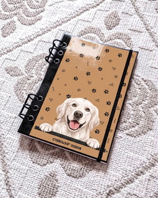 Caiet Mecanic A5 cu Refill Rezerve Foi - Curiosul Golden Retriever Englezesc v3 (Galben Ocru)