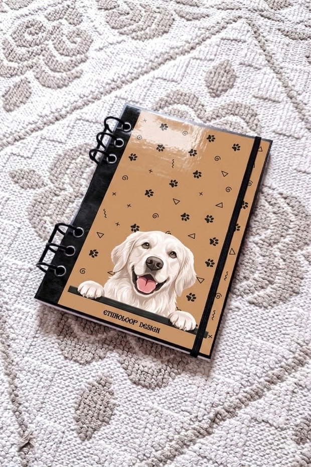 Caiet Mecanic A5 cu Refill Rezerve Foi - Curiosul Golden Retriever Englezesc v3 (Galben Ocru)