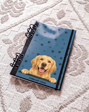 Caiet Mecanic A5 cu Refill Rezerve Foi - Curiosul Golden Retriever Standard v5 (Albastru Petrol)