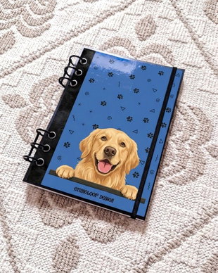 Caiet Mecanic A5 cu Refill Rezerve Foi - Curiosul Golden Retriever Standard v6 (Albastru Azur)
