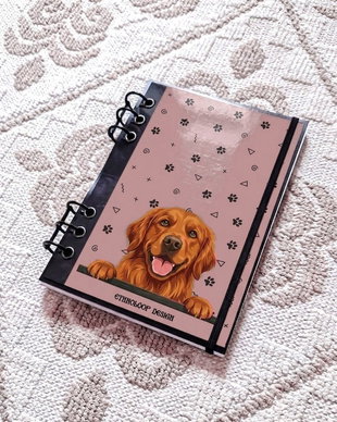 Caiet Mecanic A5 cu Refill Rezerve Foi - Curiosul Golden Retriever American v8 (Roz Prafuit)