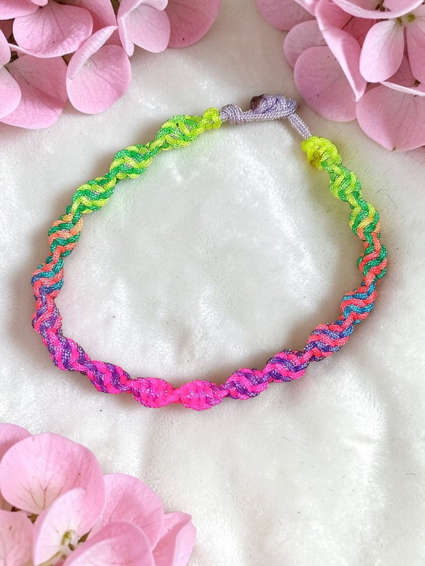 Brățara Copii din Șnur Neon Împletit- Handmade